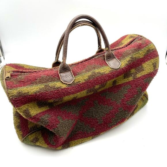 Handbags - WEEKENDER mini-bag Pendleton & J. Crew style Unbranded VINTAGE leather handle